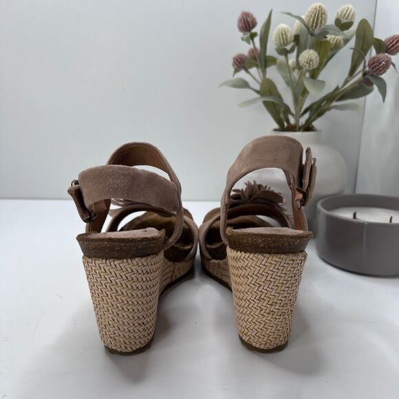 Sofft Cali Suede Floral Wedge Sandals Rose Taupe SF0078188 Women's 8.5M NWOB - Picture 4 of 10